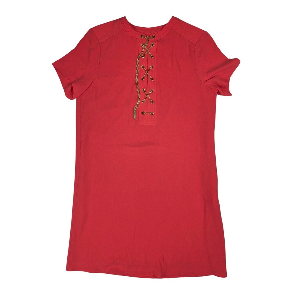 Michael Kors‎ Fushia Front Chain Lace Up Short Sleeve Dress Women's Size Medium
